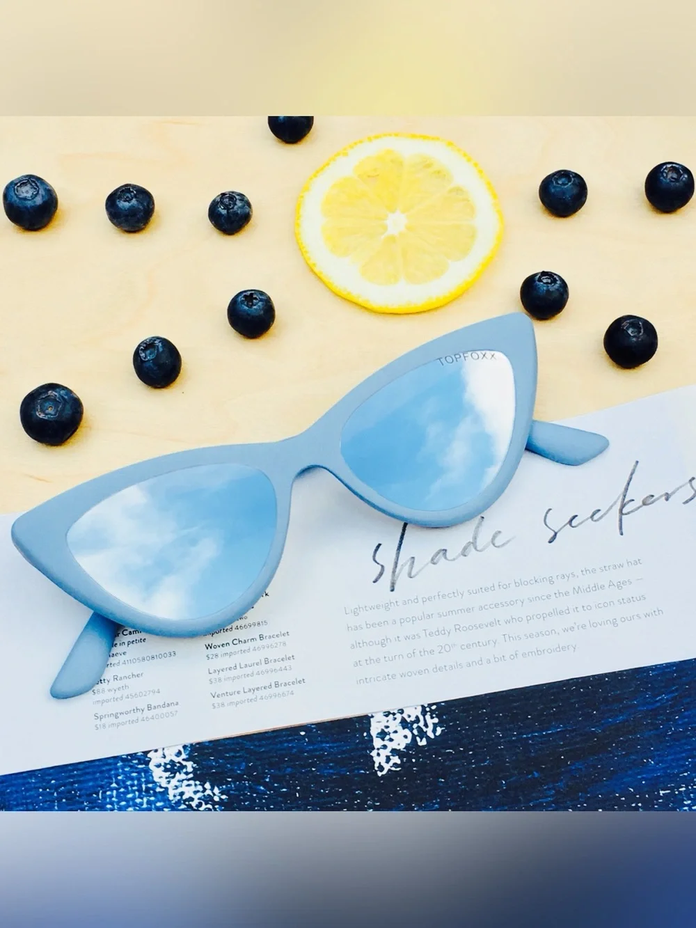 Topfoxx ❉ Mirror Lens Cat Eye Sunglasses in Silver Blue